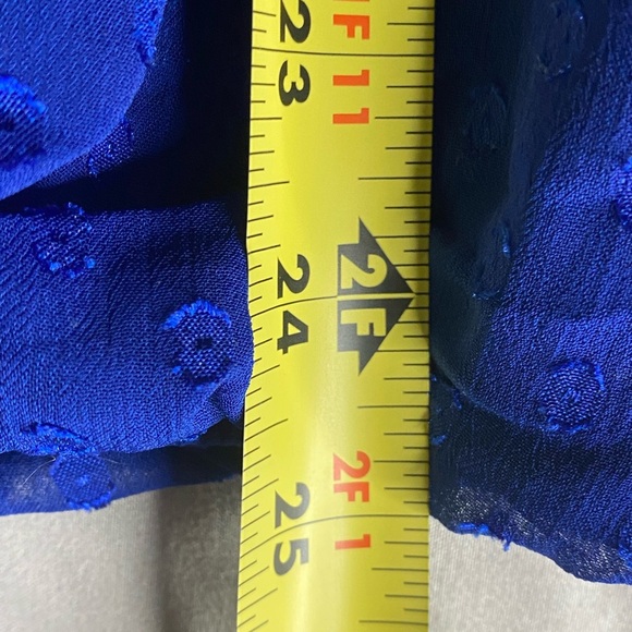 Blousology Blouse Sheer Tie Sleeve Smocked Hem Royal Blue Relaxed Fit Size L - Picture 8 of 8